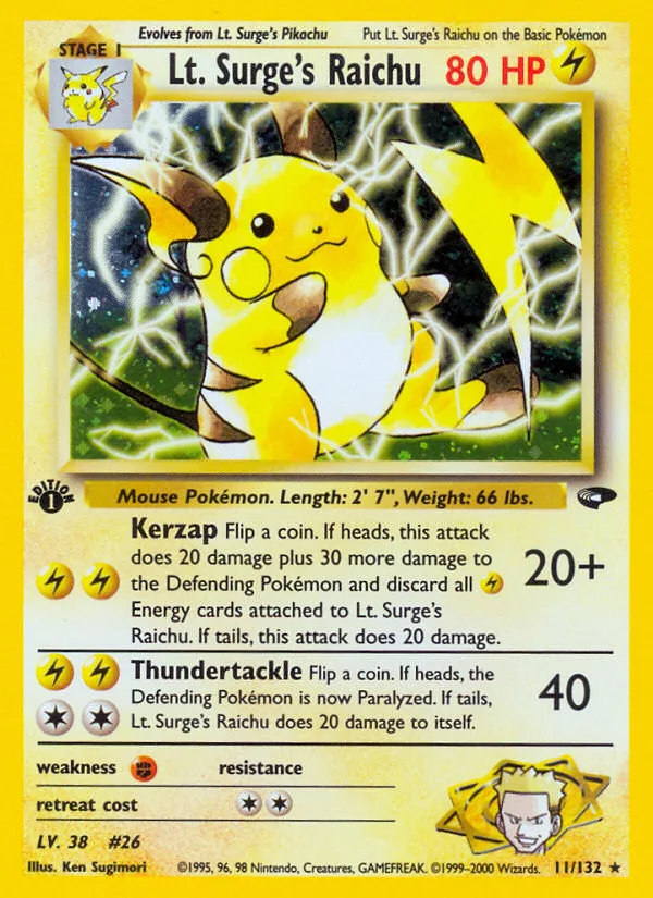 Lt. Surge's Raichu, Gym Challenge #11/132