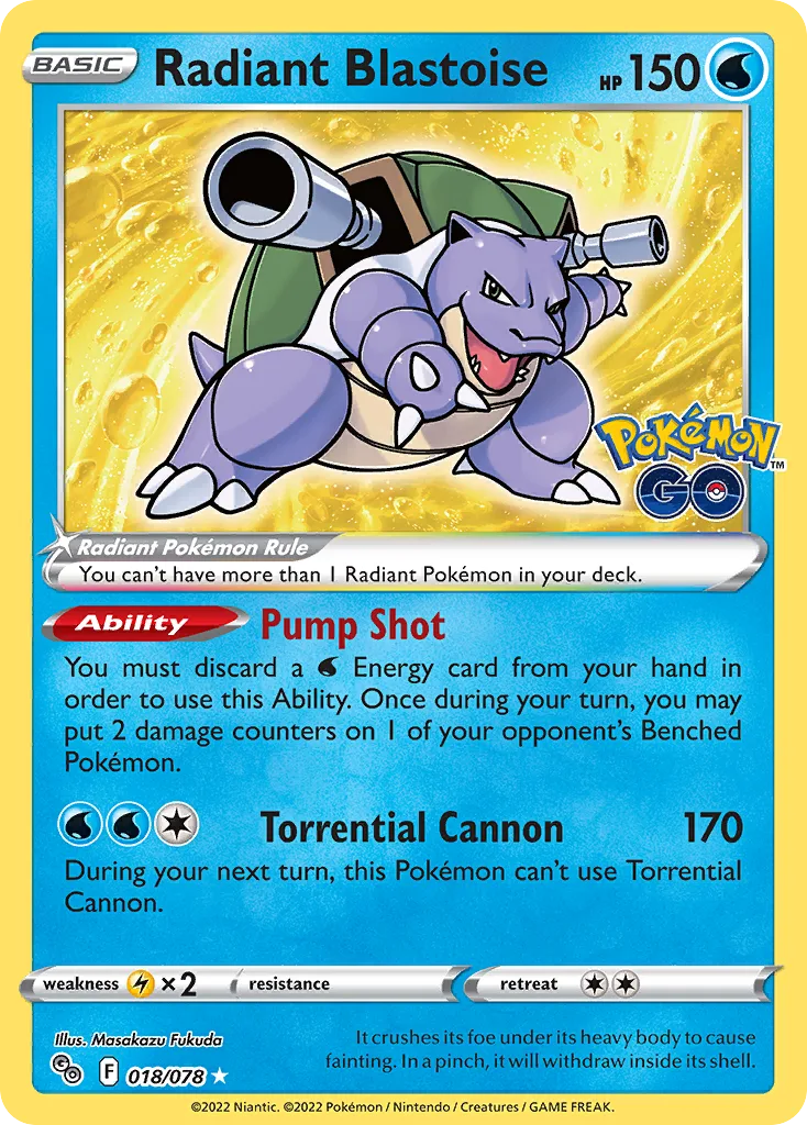 Radiant Blastoise, Pokémon GO #018/078