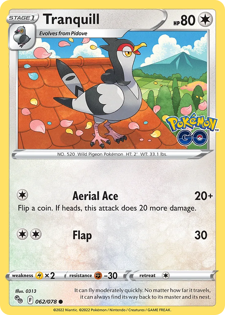 Tranquill, Pokémon GO #062/078