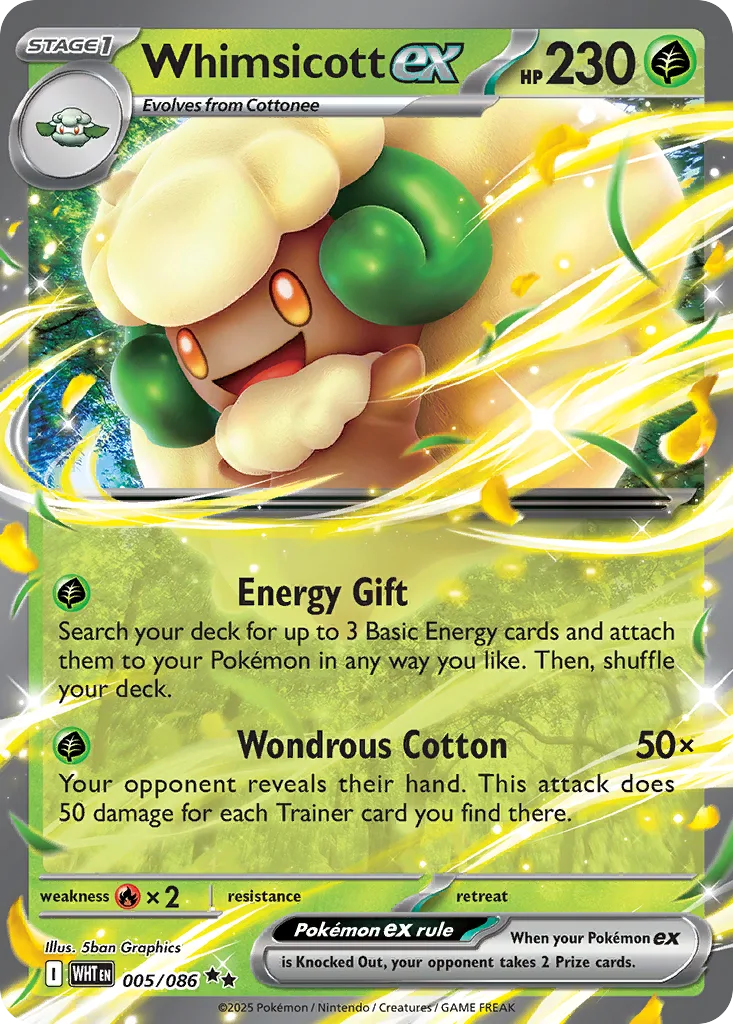 Whimsicott ex, White Flare #005/086