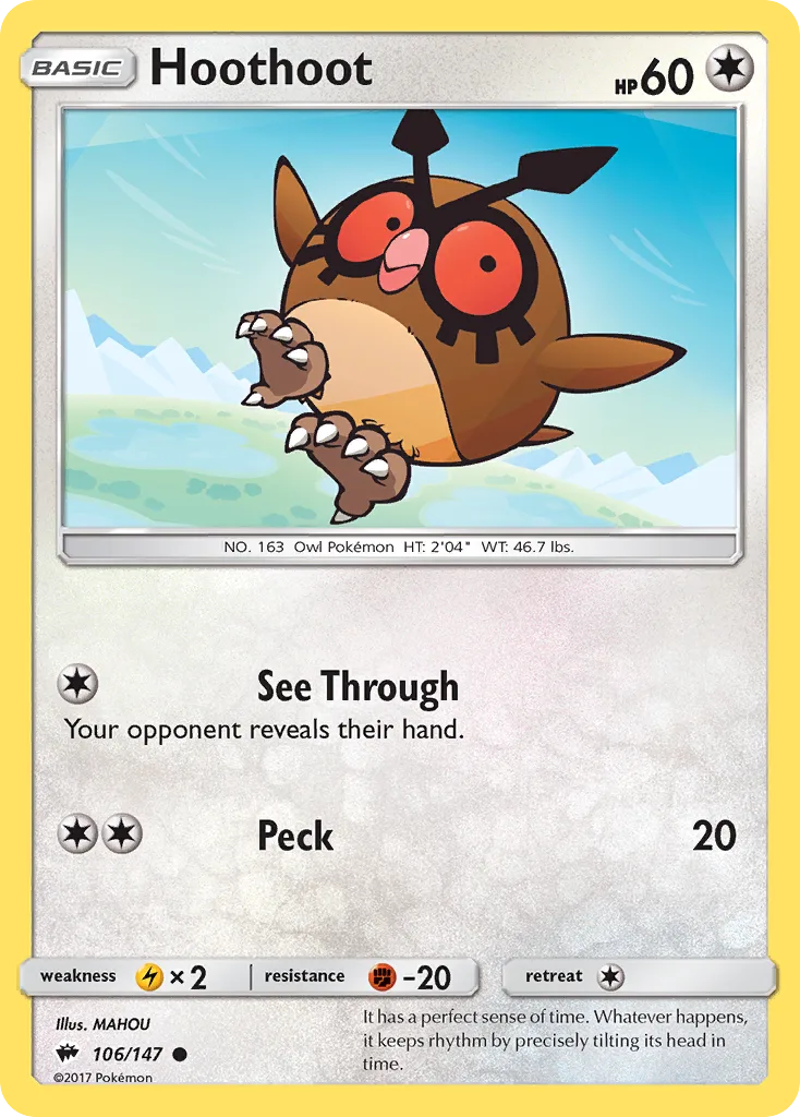 Hoothoot, Burning Shadows #106/147