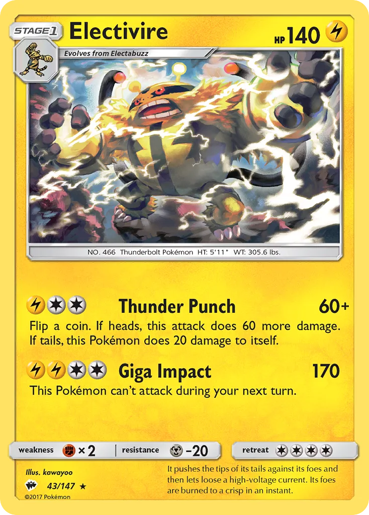 Electivire, Burning Shadows #43/147