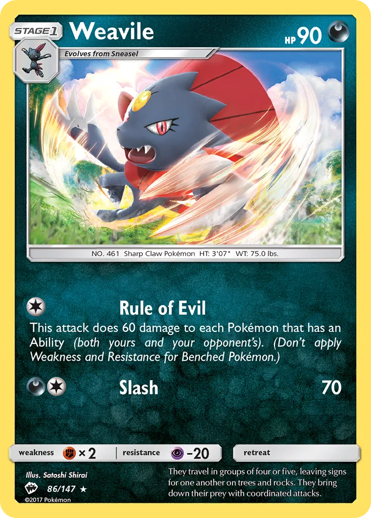 Weavile, Burning Shadows #86/147