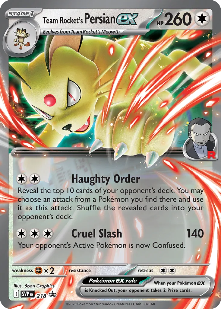 Team Rocket's Persian ex, Scarlet & Violet Black Star Promos #218