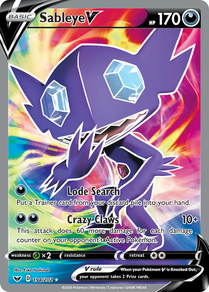 Sableye V, Sword & Shield #194/202
