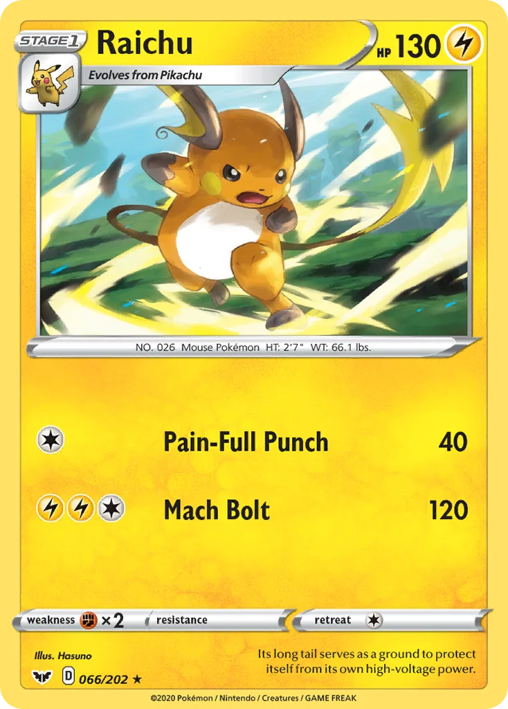 Raichu, Sword & Shield #066/202