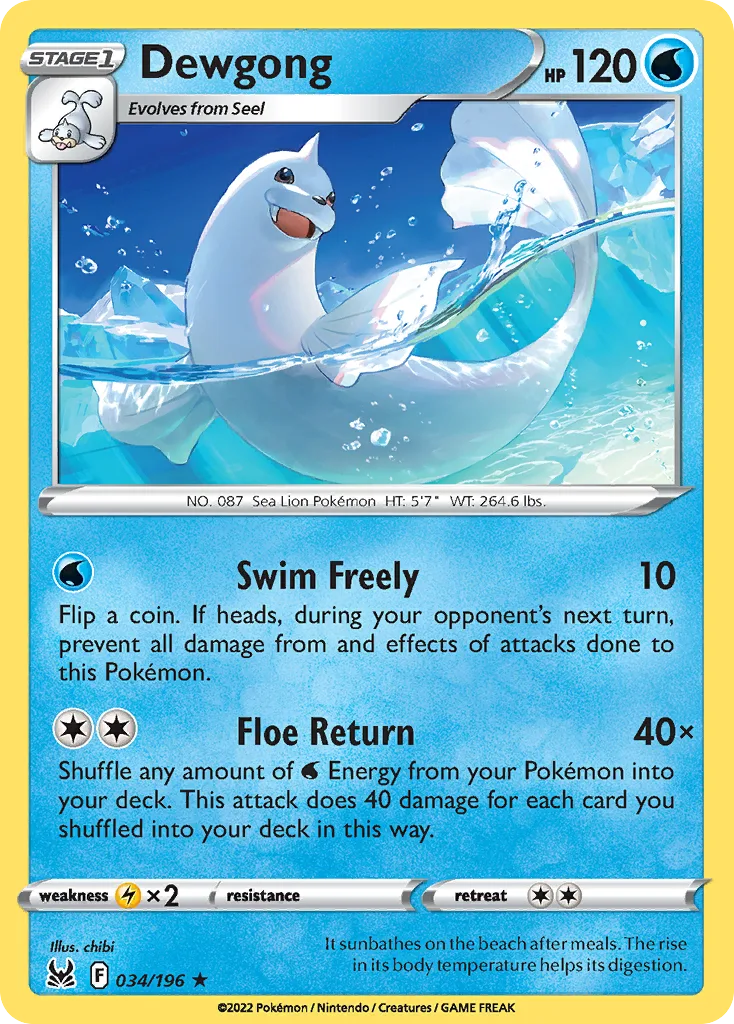Dewgong, Lost Origin #034/196