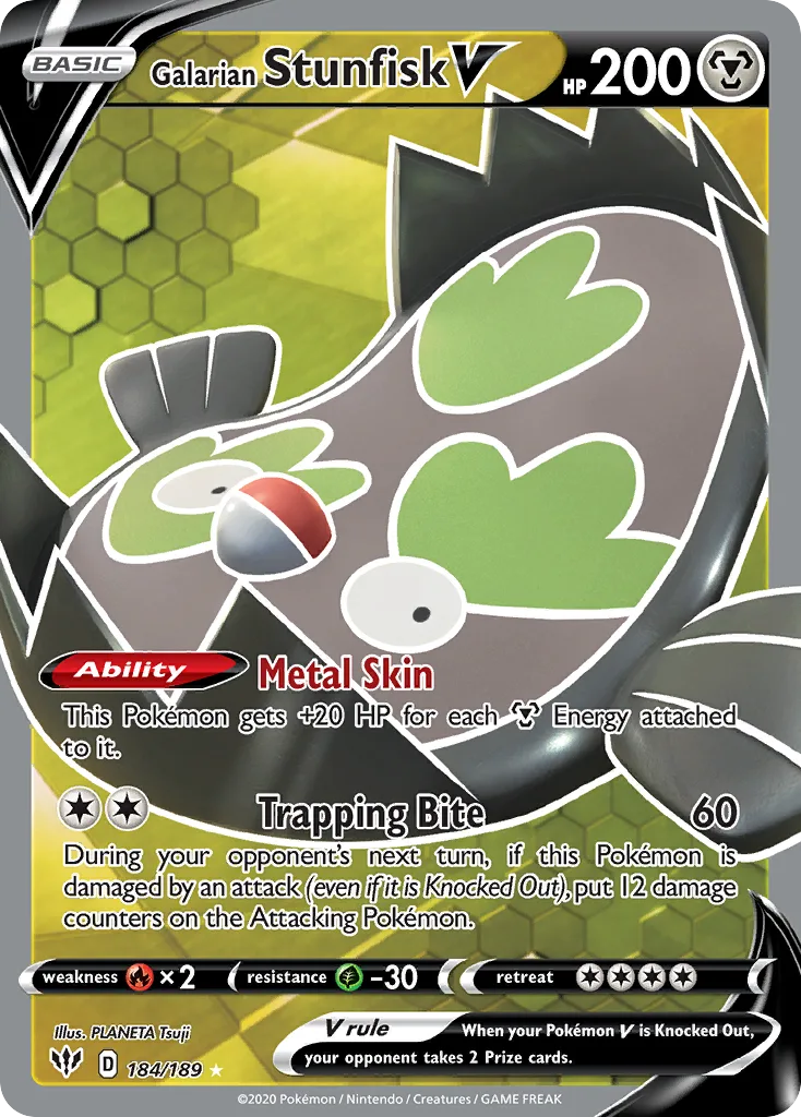 Galarian Stunfisk V, Darkness Ablaze #184/189