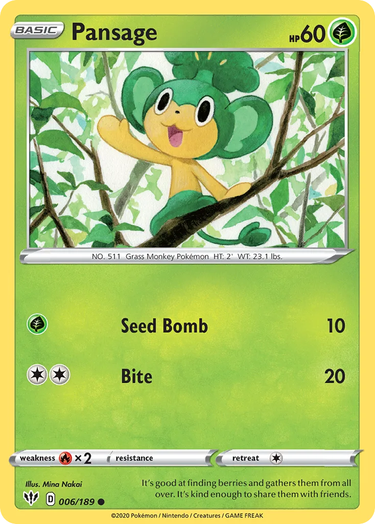 Pansage, Darkness Ablaze #006/189