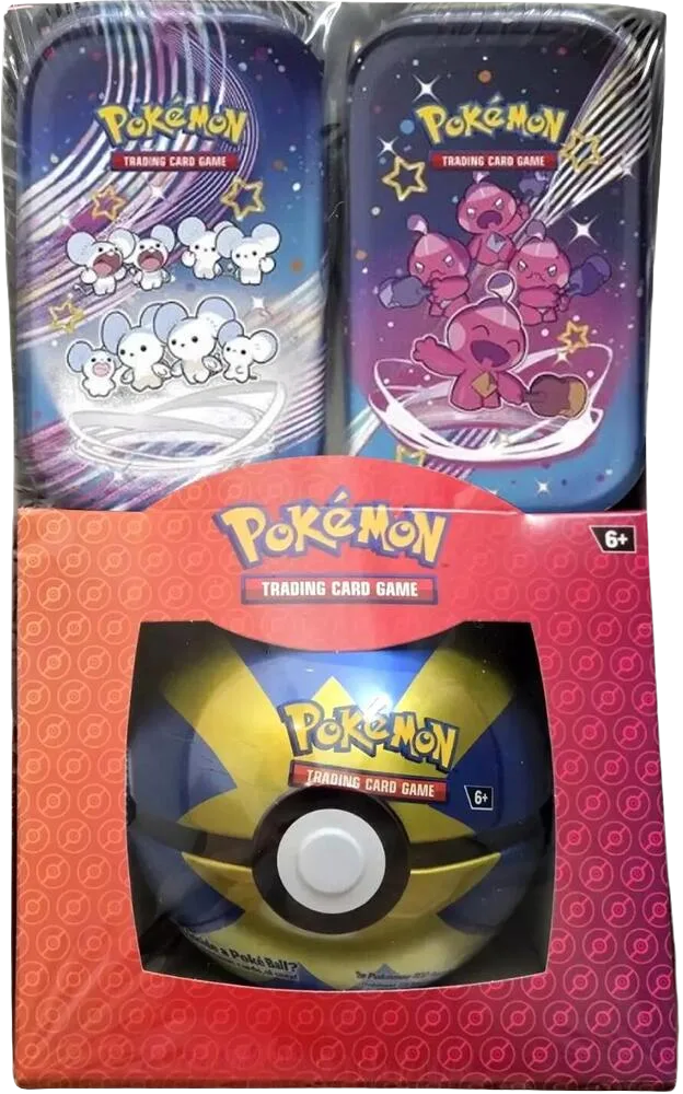 Retail Exclusive Pokémon Paldean Fates Mini Tins + Poké Ball Tin